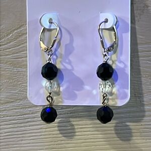 Vintage Black and Crystal Dangly Earrings